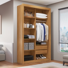 Closet Solteiro 2 Gavetas 100% MDF Freijó Amoudi Móveis