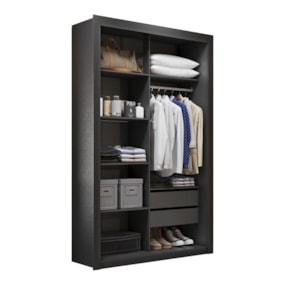 Closet Solteiro 2 Gavetas 100% MDF Preto Amoudi Móveis