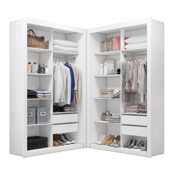 Closet Solteiro Premium 4 Gavetas 100% MDF Branco Amoudi Móveis