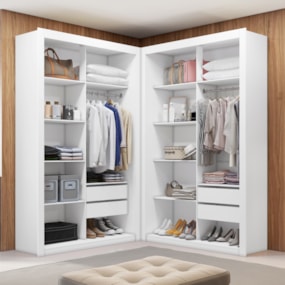Closet Solteiro Premium 4 Gavetas 100% MDF Branco Amoudi Móveis