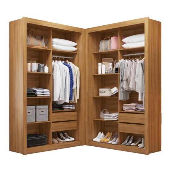 Closet Solteiro Premium 4 Gavetas 100% MDF Freijó Amoudi Móveis