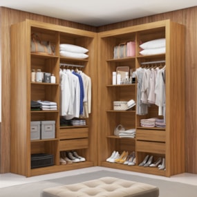 Closet Solteiro Premium 4 Gavetas 100% MDF Freijó Amoudi Móveis