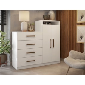 Cômoda 2 Portas 4 Gavetas Aurea Branco Demobile
