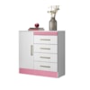 Cômoda 4 Gavetas 1 Porta Montevideu Branco/Rosa Flex Demóbile