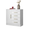 Cômoda 4 Gavetas 1 Porta Montevideu Branco/Rosa Flex Demóbile