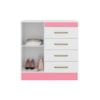 Cômoda 4 Gavetas 1 Porta Montevideu Branco/Rosa Flex Demóbile