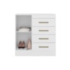 Cômoda 4 Gavetas 1 Porta Montevideu Branco/Rosa Flex Demóbile
