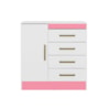 Cômoda 4 Gavetas 1 Porta Montevideu Branco/Rosa Flex Demóbile
