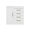 Cômoda 4 Gavetas 1 Porta Montevideu Branco/Rosa Flex Demóbile