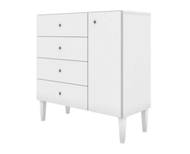 Cômoda 4 Gavetas E 1 Porta Meu Fofinho Branco CM4050 BR Art in Móveis Cômoda 4 Gavetas E 1 Porta Meu Fofinho Branco CM4050 BR Art in Móveis