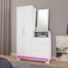 Cômoda c/ espelho 2 portas 3 gavetas Branco/Rosa Flex NT5165 Notável Móveis