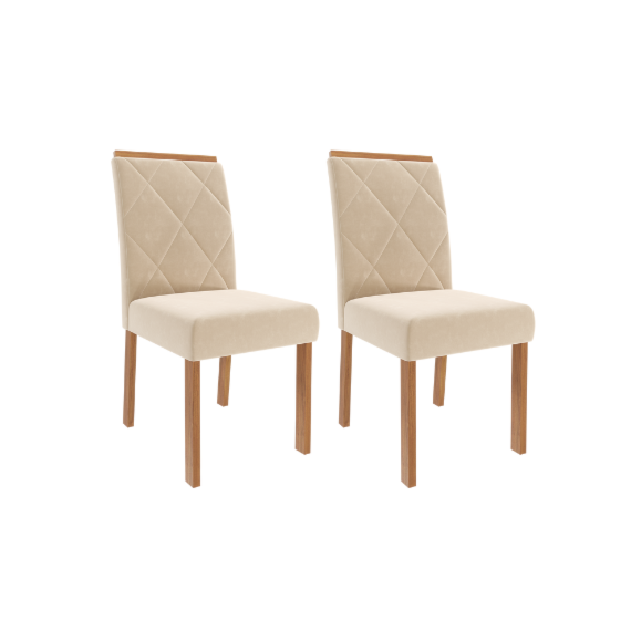 Conjunto 2 Cadeiras Fernanda Madeira/Nude Cimol Móveis