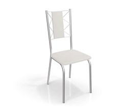 Conjunto 2 Cadeiras Lisboa Crome Cromado com Assento e Encosto Branco Kappesberg