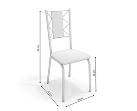 Conjunto 2 Cadeiras Lisboa Crome Cromado com Assento e Encosto Branco Kappesberg