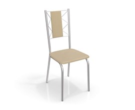 Conjunto 2 Cadeiras Lisboa Crome Cromado com Assento e Encosto Nude Kappesberg