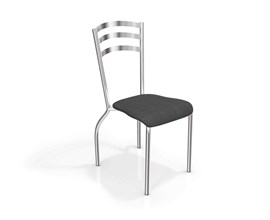 Conjunto 2 Cadeiras Lisboa Crome Cromado com Assento e Encosto Preto Linho Cinza Kappesberg