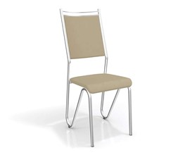 Conjunto 2 cadeiras Londres Crome Cromado com Assento e Encosto Nude Kappesberg
