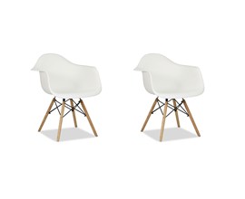 Conjunto com 2 Cadeiras Charles Eames com Braço Branca
