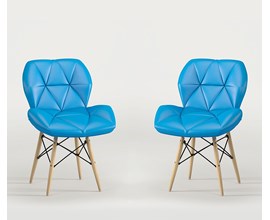 Conjunto com 2 Cadeiras Eiffel Slim Estofada Azul Notável