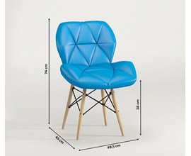 Conjunto com 2 Cadeiras Eiffel Slim Estofada Azul Notável