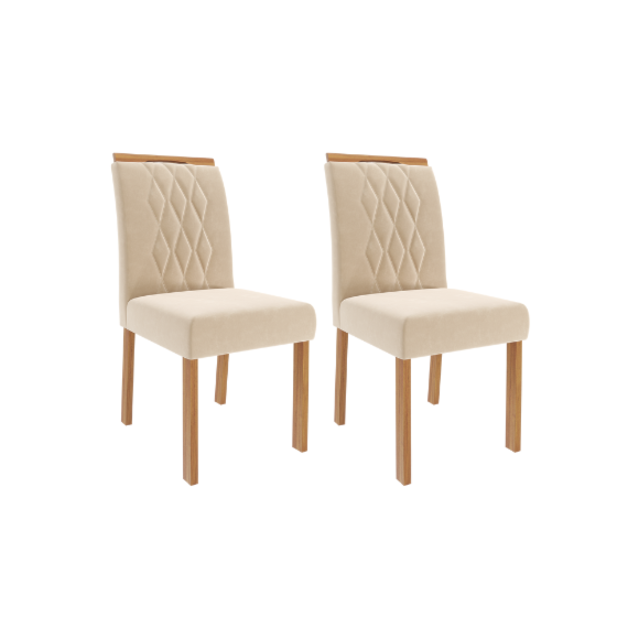 Conjunto Com 2 Cadeiras Juliana Madeira/Nude Cimol