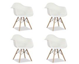 Conjunto com 4 Cadeiras Charles Eames com braço Branca Conjunto com 4 Cadeiras Charles Eames com braço Branca