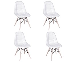 Conjunto com 4 Cadeiras Eames Botonê Base Eiffel de Madeira Branca