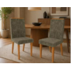 Conjunto de 2 Cadeiras Bella 100% MDF Freijó/Tecido Capuccino Indekes