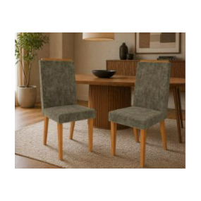 Conjunto de 2 Cadeiras Bella 100% MDF Freijó/Tecido Capuccino Indekes