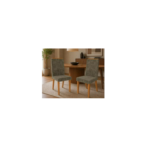 Conjunto de 2 Cadeiras Bella 100% MDF Freijó/Tecido Capuccino Indekes