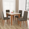 Conjunto Mesa Suécia 1,20cm com 4 cadeiras Freijó/Tecido Capuccino Indekes