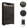 Conjunto Para Escritório 2 Peças com Mesa e Armário 4 portas Preto Tx Notável Móveis
