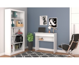 Conjunto Para Escritório 2 Peças com Mesa e Estante Bko 09 Branco Brv Móveis Conjunto Para Escritório 2 Peças com Mesa e Estante Bko 09 Branco Brv Móveis