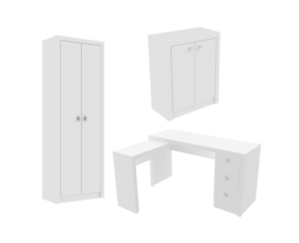 Conjunto para escritório 3 peças Cab006 Branco Tecno Mobili Conjunto para escritório 3 peças Cab006 Branco Tecno Mobili