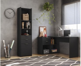 Conjunto para Escritório com Mesa NT2060 e Armário NT2055 Cor Preto Notável Móveis Conjunto para Escritório com Mesa NT2060 e Armário NT2055 Cor Preto Notável Móveis