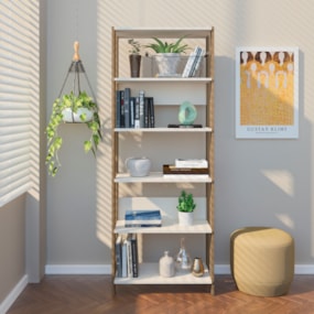 Conjunto Para Escritório Match com 2 Estantes e 1 Mesa Off White/Carvalho Artely 