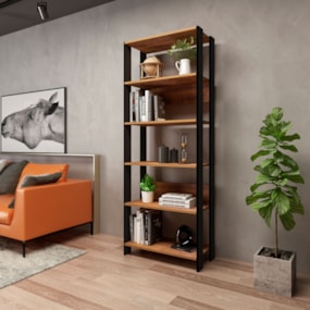 Conjunto Para Escritório Match com 2 Estantes e 1 Mesa Pinho/Preto Artely 