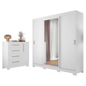 Conjunto Para Quarto com Guarda-Roupa NT5020 e Cômoda NT5185 Notável Móveis Conjunto Para Quarto com Guarda-Roupa NT5020 e Cômoda NT5185 Notável Móveis