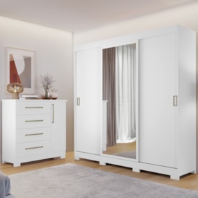 Conjunto Para Quarto com Guarda-Roupa NT5020 e Cômoda NT5185 Notável Móveis Conjunto Para Quarto com Guarda-Roupa NT5020 e Cômoda NT5185 Notável Móveis