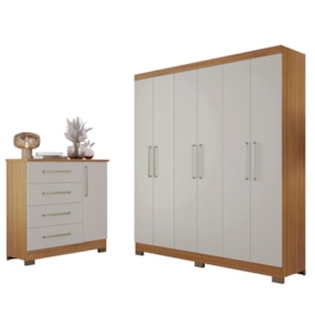 Conjunto Para Quarto com Guarda-Roupa NT5190 e Cômoda NT5185 Notável Móveis Conjunto Para Quarto com Guarda-Roupa NT5190 e Cômoda NT5185 Notável Móveis