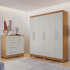Conjunto Para Quarto com Guarda-Roupa NT5190 e Cômoda NT5185 Notável Móveis Conjunto Para Quarto com Guarda-Roupa NT5190 e Cômoda NT5185 Notável Móveis