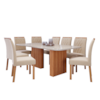 Conjunto Para Sala De Jantar Com Mesa Ester 2,10m e 8 Cadeiras Julia Cinamomo/Off White/Madeira/Nude Cimol Móveis