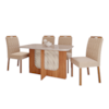 Conjunto Para Sala De Jantar Louise 130cm Com 4 Cadeiras Paola Cinamomo/Off White/Madeira/Nude Cimol Móveis