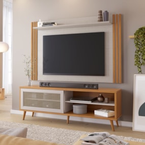 Conjunto Para Sala Rack NT1175 e Painel NT1375 Para TV Até 60" Freijó/OffWhite Notável Móveis