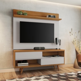 Conjunto para Sala Rack NT1180 e Painel de TV NT1185 Freijó/Off White Notável Móveis Conjunto para Sala Rack NT1180 e Painel de TV NT1185 Freijó/Off White Notável Móveis