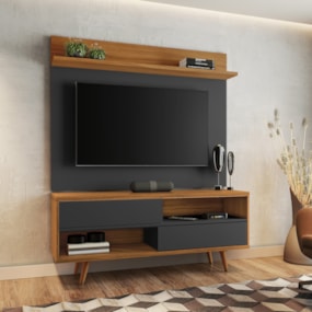 Conjunto para Sala Rack NT1180 e Painel de TV NT1185 Freijó/Preto Notável Móveis Conjunto para Sala Rack NT1180 e Painel de TV NT1185 Freijó/Preto Notável Móveis