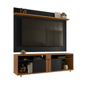 Conjunto para Sala Rack NT1290 e Painel de TV NT1305 Freijó e Preto tx Notável Móveis