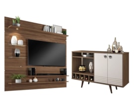 Conjunto Sala c/ Painel NT1010 e Aparador NT1130 Nogal Conjunto Sala c/ Painel NT1010 e Aparador NT1130 Nogal