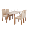 Conjunto Sala De Jantar Adele 130cm Com 4 Cadeiras Paola Madeira/Off Wihite/Nature/Nude Cimol Móveis 