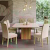 Conjunto Sala De Jantar Com Mesa Ana 130cm e 8 Cadeiras Fernanda Nature/Off White/Madeira/Nude Cimol Móveis